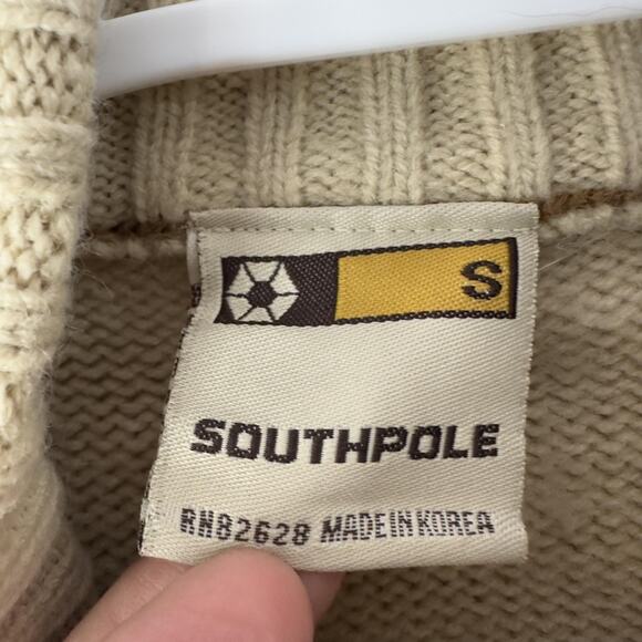 South Pole Cream and Brown Turtleneck Sweater - Picture 6 of 7